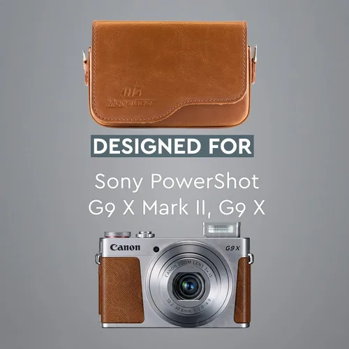 Vista 4 de Megagear Canon Powershot G9 X Mark Iı, G9 X Funda de cuero para cámara con correa - Marrón - MG655