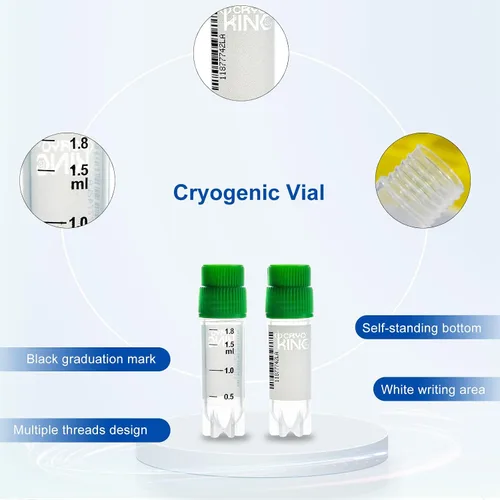Vista 5 de 0.1 fl oz 25 piezas crioviales plásticos, frascos de laboratorio de rosca externa con tapas azules, tubos de laboratorio con código de barras lateral