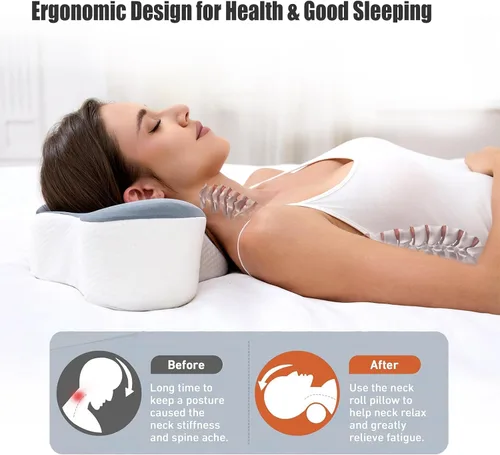 Vista 2 de Bespilow Almohada de viaje para dormir, almohada de soporte cervical para el cuello para aliviar el dolor de cuello, almohada de espuma