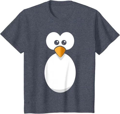 Vista 85 de Camiseta divertida con diseño de cara de pingüino o disfraz fácil, color negro, talla S