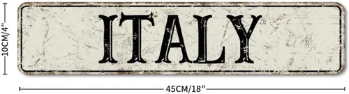 Vista 2 de Letreros de calle personalizados, letreros de estaño de Italia, letrero de camino de metal vintage para habitaciones del hogar, garaje, arte