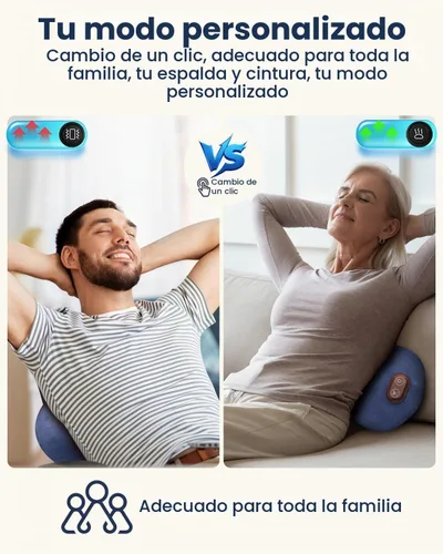 Vista 12 de Masajeador inalámbrico de espalda baja 3 en 1 con calor, compresión de aire azul-gris