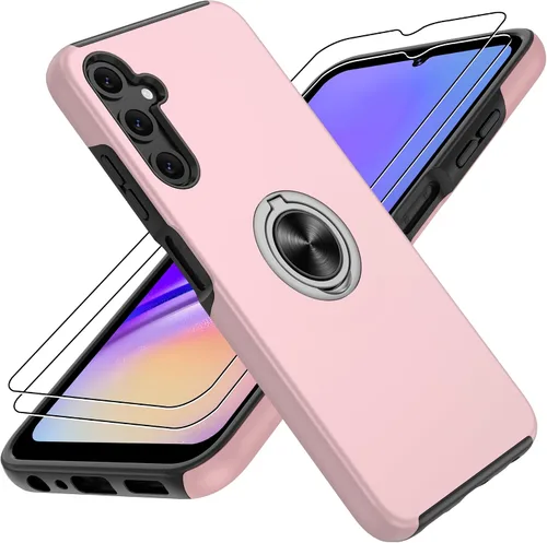 Vista 94 de Gritup - Funda para Galaxy A05S con protector de pantalla HD×2, funda protectora para teléfono a prueba de golpes con soporte magnético de anillo