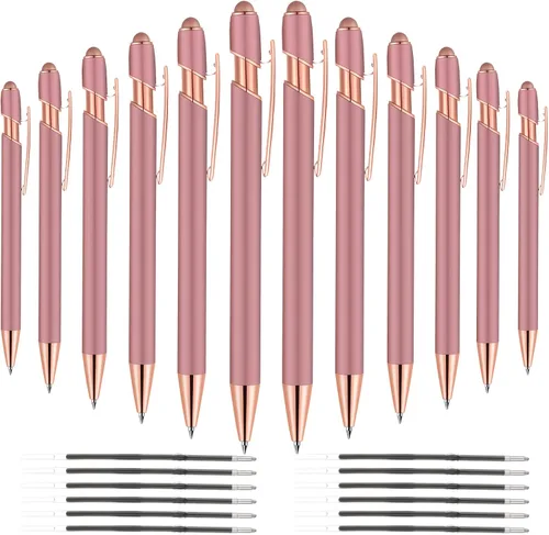 Vista 27 de 12 unidades 2 en 1 bolígrafo con punta de lápiz capacitivo, 1,0 mm de tinta negra, bolígrafo metálico con punta de lápiz capacitivo para pantallas