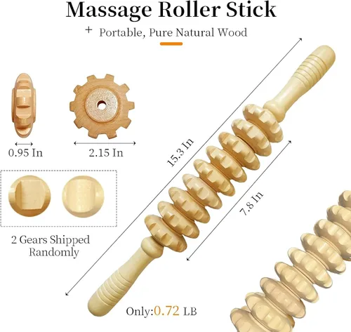 Vista 8 de Herramientas de masaje de terapia de madera, rodillo de masaje manual para esculpir el cuerpo, kit de maderoterapia, masajeador de celulitis