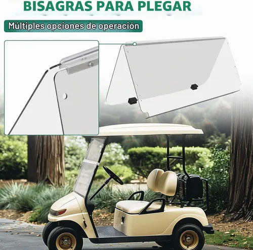 Vista 5 de ECOTRIC Parabrisas compatible con Club Car DS de 1982-2000.5 Clear Fold Down resistente al impacto para carrito de golf Modelo DS
