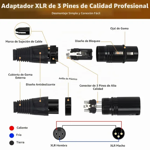Vista 2 de Conector de cable XLR de 3Pin 10 pares macho y hembra del conector