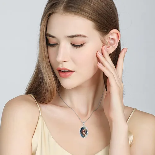 Vista 5 de Seiyang Collar con medalla de santo patrón de plata esterlina 925, amuleto, joyería religiosa, regalos para mujeres y hombres, regalos de primera