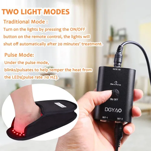 Vista 3 de DGXINJUN Terapia de luz roja para terapia de luz infrarroja para pies Zapatilla pies pies empeine LED dispositivo corporal portátil con modo de pulso