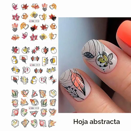 Vista 5 de Calcomanías de arte de uñas de otoño, calcomanías de agua de otoño, suministros de uñas, hojas de arce, pavo, calabaza, diseño de calcomanías