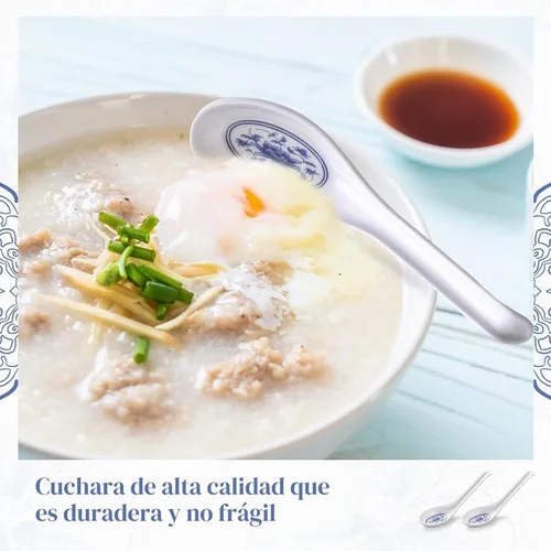 Vista 6 de Hushee 100 cucharas de sopa asiática china, cucharas de sopa de melamina grandes a granel, cucharas de ramen reutilizables japonesas, cuchara