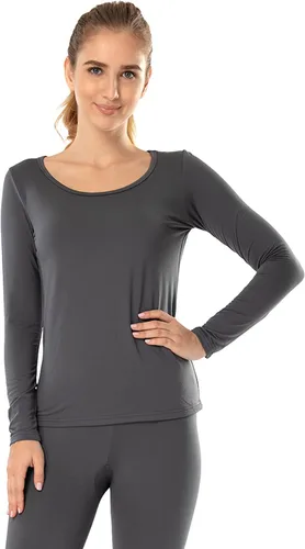 Vista 85 de MANCYFIT Tops térmicos para mujer, camisa con forro polar, manga larga, capa base, cuello en V