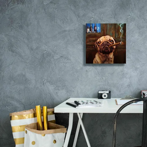 Vista 7 de Epic Graffiti 'Uptown Pug' de Lucia Heffernan, arte de pared en lienzo, 12 x 12 pulgadas