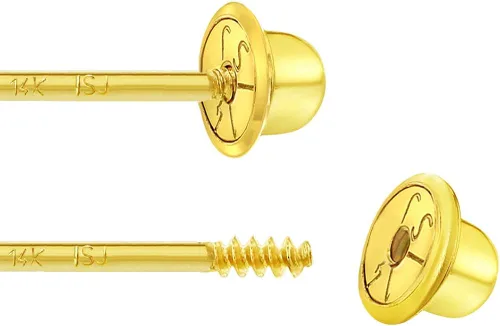Vista 4 de 14k Yellow Gold Colorful Enamel Cupcake Screw Back Earrings for Toddlers & Young Girls - Multicolor Fun & Fashionable Screw Backs for Children & Kids