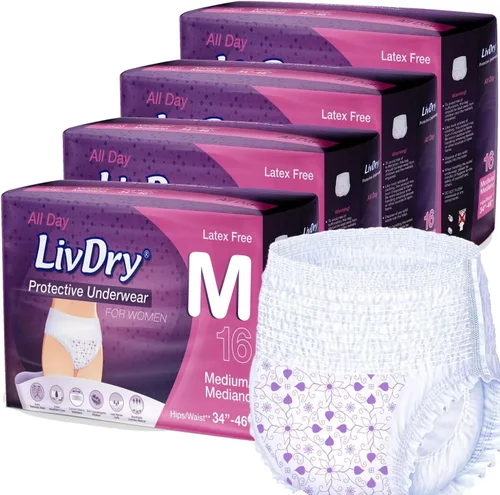 Vista 11 de Livdry M - Pañales para adultos para mujer durante la noche, máxima absorción definitiva, protección durante todo el día o la noche, talla mediana