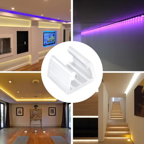 Vista 7 de Pndeyo Clips de tira de luz LED con tornillos, 100 piezas, clips de luz de cuerda para exteriores, clips de montaje de neón, soporte de abrazadera
