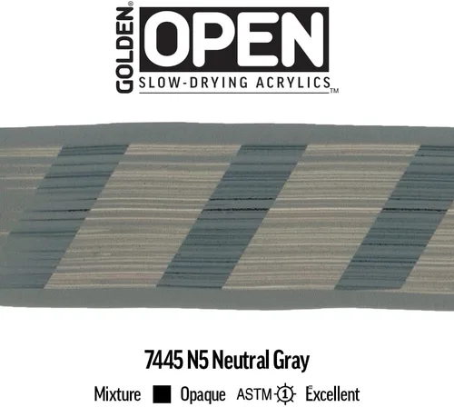 Vista 6 de GOLDEN OPEN Acrílicos de secado lento, gris neutro N5, tarro de 8 fl oz, pintura acrílica profesional, opaco