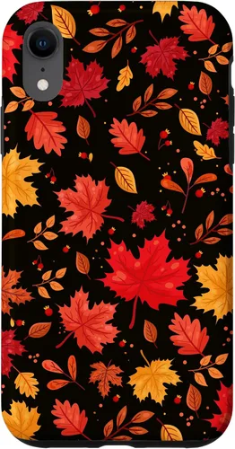 Vista 25 de iPhone 11 Pro Halloween Pattern Fall Leaves Pattern - Funda de la temporada de otoño