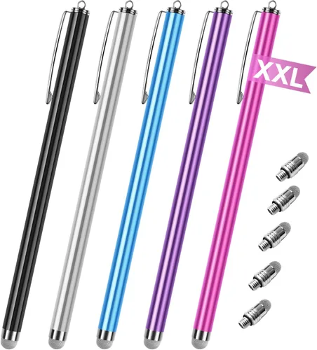Vista 7 de Lápiz capacitivo extralargo para pantallas táctiles [5 puntas de malla de fibra] compatibles con iPad, iPhone, Android, tablet, laptop, Chromebook