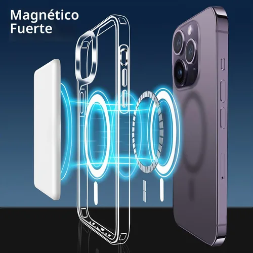 Vista 3 de Funda magnética compatible con iPhone 14 Pro Max, compatible con carga inalámbrica MagSafe, parte trasera transparente antiarañazos, a prueba