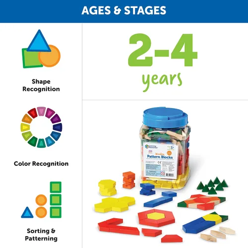 Vista 6 de Learning Resources bloques de madera con patrones, juego de 250