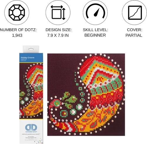 Vista 2 de DIAMOND DOTZ Kits de pintura de diamantes con patrón de ranura de cachemira para adultos, kits de arte de diamantes, un kit de manualidades creativo