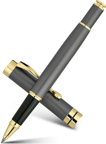 Vista 15 de BEILUNER - Bolígrafos personalizados de alta calidad, impresionante bolígrafo de metal cromado de plata brillante con borde dorado, elegante set