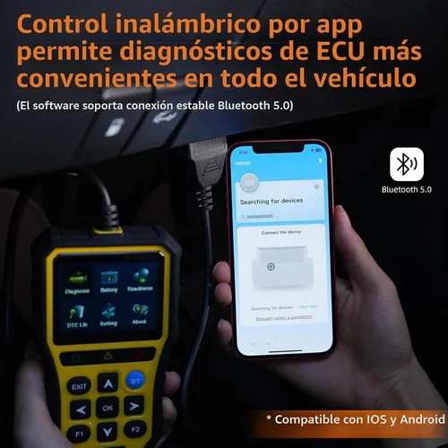 Vista 5 de Escáner OBD2 2 en 1 con probador de batería, lector de código de motor Elite 2025 y probador de batería de 12 V para AGM/EFB, analizador