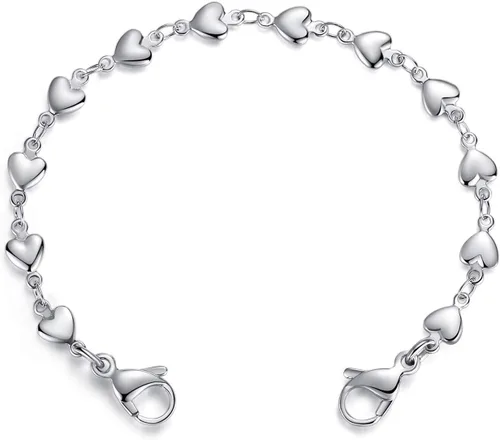 Vista 5 de LinnaLove Pulsera de alerta médica intercambiable de acero inoxidable con eslabones de corazón