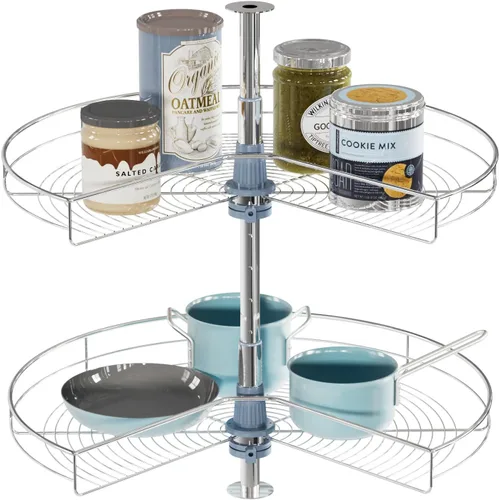 Vista 8 de Dowell Base gabinete con forma de riñón de diámetro 24 270° Lazy Susan, 2 estantes, base de cocina organizador de gabinete de esquina