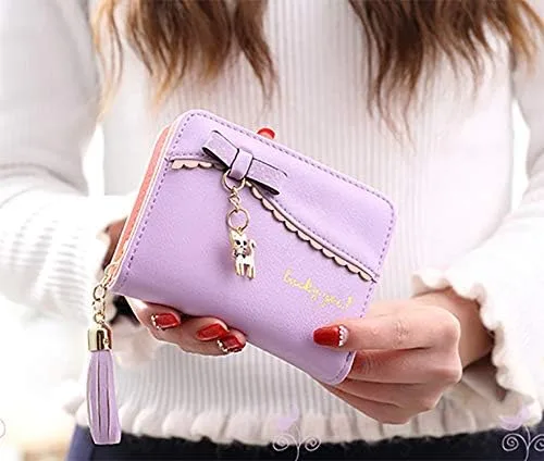 Vista 7 de UTO Wallet for Girls PU Leather Card Holder Organizer Women Small Cute Coin Purse Orange