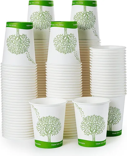 Vista 7 de ECOLipak 210 tazas compostables de 16 onzas, vasos de papel desechables biodegradables con forro de ácido poliláctico (PLA), tazas de café de papel