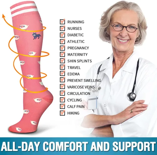 Vista 6 de Paquete de 6calcetines de compresión, con cobre, para mujeres y hombres, el mejor apoyo para médicos, correr, enfermería, atletismo
