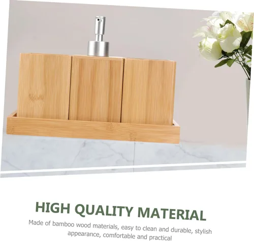 Vista 3 de DOITOOL Suite de baño de bambú de lujo 4 unids set cepillo de dientes taza taza lavado taza decorar su estilo de baño