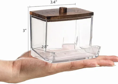 Vista 2 de Tbestmax Soporte para almohadillas de algodón de 7 onzas, dispensador de bolas de algodón Qtip, recipientes de baño, tarro de boticario