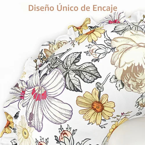 Vista 3 de Funda de almohada de lactancia con volantes, funda extraíble resistente para almohadas de lactancia, funda de almohada de alimentación ultra suave