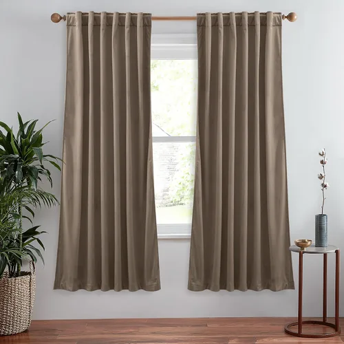 Vista 47 de StangH Cortinas 100% opacas, color beige, terciopelo suave y grueso, cortinas para ventana de dormitorio, forro blanco, cortinas con aislamiento