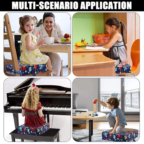 Vista 5 de Taeku Asiento elevador para mesa de comedor, silla elevadora portátil para niños pequeños, cojín creciente, almohadilla de asiento de dibujos