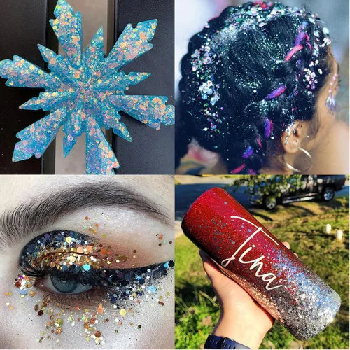 Vista 7 de Linwulte - Mezcla de purpurina gruesa y fina holográfica, 20 colores para resina, purpurina iridiscente para uñas, cosméticos para ojos, cabello