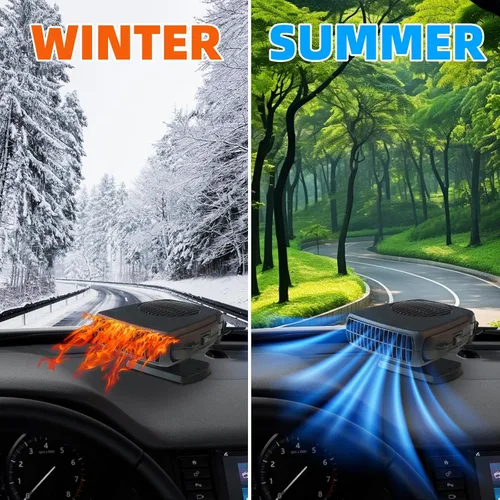 Vista 6 de Calentador de coche, 12V 200W potente descongelador portátil, nueva mejora 2026 de calentador y ventilador de enfriamiento 2 en 1 con rotación