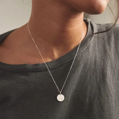 Vista 3 de Mevecco - Collar de oro, disco de moneda, zodiaco, 12 constelaciones, estrella conectada, grabado con horóscopo, colgante de astrología, cadena