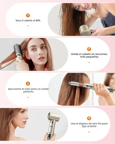 Vista 9 de Tqcir cepillo secador de pelo y estilizador de aire caliente 8 en 1 profesional, poderoso multi-estilizador con rizador de enrollado automático
