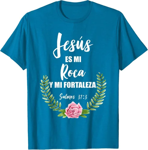 Vista 12 de Jesus ES Mi Roca - Camiseta con versículo bíblico cristiano español Salmos Asphalt Grey