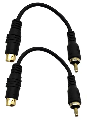 Vista 7 de Cable S-Video a RCA chapado en oro compuesto RCA hembra a 4 pines Mini DIN Terminal macho AV estéreo Cable de conversión de audio S-Video -2PCS 15CM