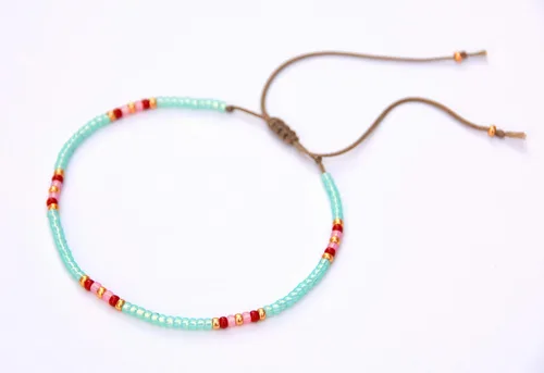 Vista 6 de Tobillera para mujer, tobillera de playa impermeable con cuentas únicas y coloridas, estilo bohemio, bohemio, hippie, nativo americano, hecho a mano