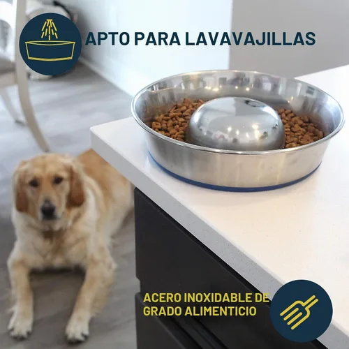 Vista 4 de OurPets Durapet Tazón de alimentación lenta Premium de acero inoxidable para perros, plateado, pequeño (2040010300)