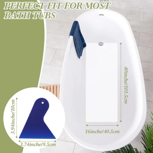 Vista 2 de Colingmill - Alfombrilla antideslizante de 16 x 40 pulgadas para bañera de vinilo adhesivo antideslizante antideslizante de seguridad blanca