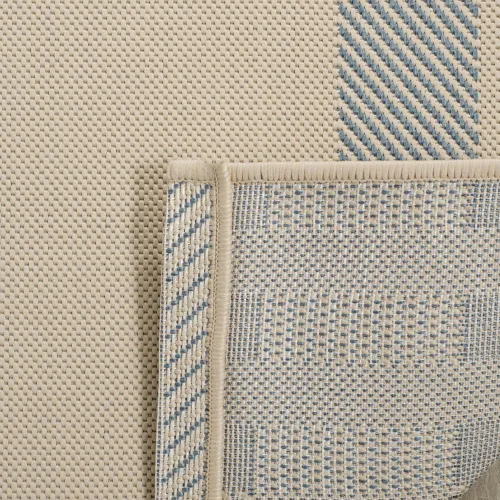 Vista 3 de SAFAVIEH Alfombra Lavable para Exteriores Colección Courtyard - 2'3" x 4', Beige y Azul, Patrón a Cuadros, No Desprende Pelusa y Fácil Limpieza