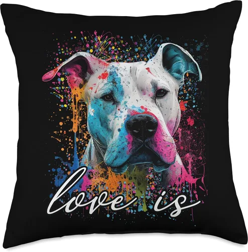 Vista 5 de Cute Splash Art Dogo Argentino Gifts Men Women Colorful Splash Art Love is My Dogo Argentino Mama - Almohada de retrato de 16 x 16 pulgadas