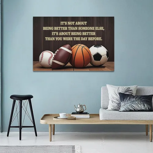 Vista 3 de Arte de pared de baloncesto y fútbol, fotos de béisbol, fútbol, decoración de pared, citas inspiradoras, impresiones de pintura en lienzo